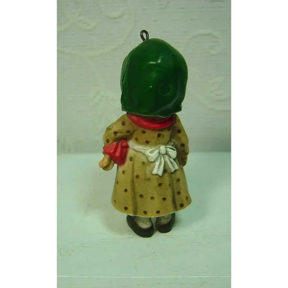 2 VINTAGE LITTLE GIRL ORNAMENTS WITH DOLL & MANDOLIN-MADE IN HONG KONG